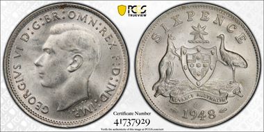 1948(m) 6D KM-38a Ag MS65+