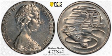 1981 20C 3 1/2 Claw Scalloped Letters Obverse MS63