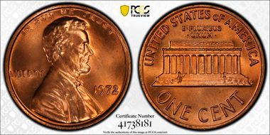 1972 1C Doubled Die Obverse MS66+ RD