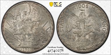 1913 Peso Caballito KM-453  Ag MS63