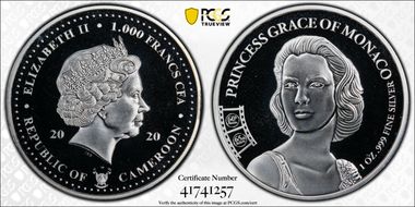 2020 1000 Fr Princess Grace of Monaco MS69