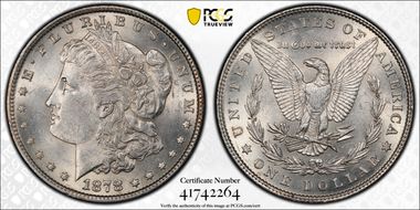 1878 7TF $1 Reverse of 1879 AU58