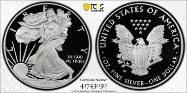2021-W  $1 Silver Eagle - Type 1 First Strike PR70DCAM