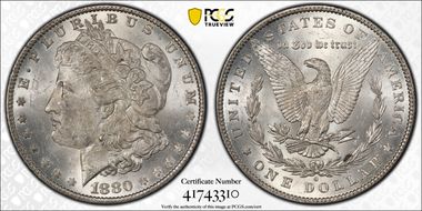 1880-O $1 VAM 7, Rusted Date MS62