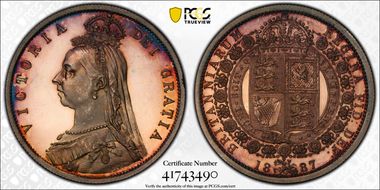 1887 1/2 Cr S-3924 Jubilee Head PR63DCAM