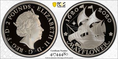2020 £2 Mayflower 400th Anniversary PR70DCAM