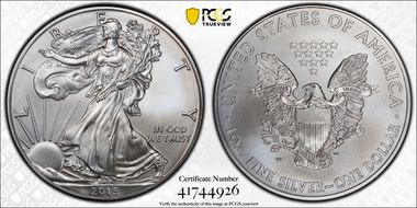 2015-W $1 Burnished Silver Eagle SP70