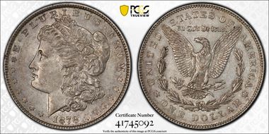 1878 7TF $1 Reverse of 1878 AU50