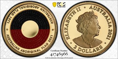 2021 $2 50th Ann Aboriginal Flag Colorized PR69DCAM