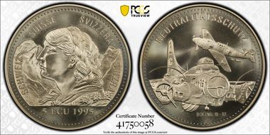1995-CHI 5 Ecu Neutrality WWII Airplane Boeing B-17 Fantasy PR69