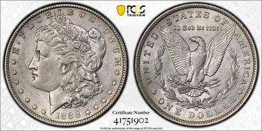 1888-O $1 VAM 7A, Shooting Star AU53