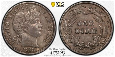 1915-S 10C AU53
