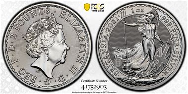 2021 £2 Britannia Ag First Strike MS67