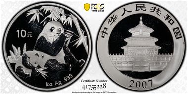 2007 10 Yn Panda Silver PAN-432A MS69