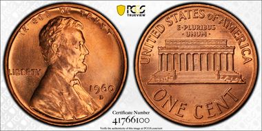 1960-D 1C Small Date MS67+ RD