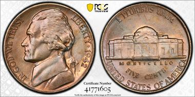 1942 5C Nickel MS65