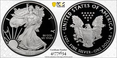 2020-S $1 Silver Eagle PR70DCAM