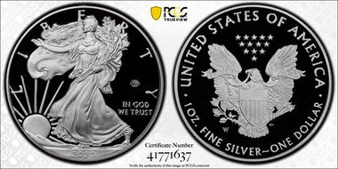 2020-W  $1 Silver Eagle - v75 Privy PR70DCAM