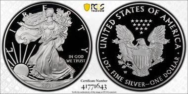 2021-W  $1 Silver Eagle - Type 1 First Strike PR70DCAM