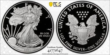 2021-W  $1 Silver Eagle - Type 1 First Strike PR70DCAM