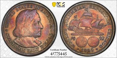 1893 50C Columbian AU55