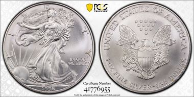 1996 $1 Silver Eagle MS70