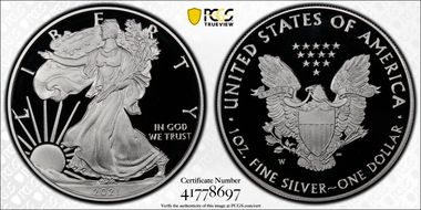 2021-W  $1 Silver Eagle - Type 1 First Strike PR70DCAM