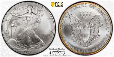 2002 $1 Silver Eagle MS69