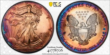 2002 $1 Silver Eagle MS67