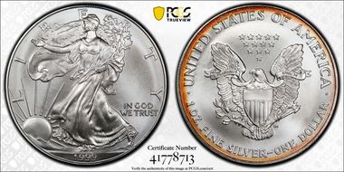 1999 $1 Silver Eagle MS69