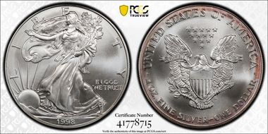 1998 $1 Silver Eagle MS69