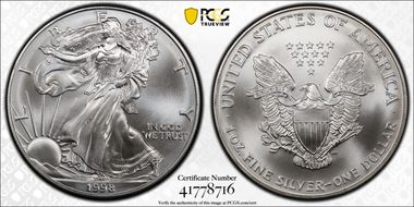 1998 $1 Silver Eagle MS69