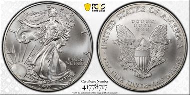 1997 $1 Silver Eagle MS69