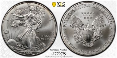 1996 $1 Silver Eagle MS69