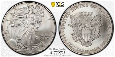 1996 $1 Silver Eagle MS69