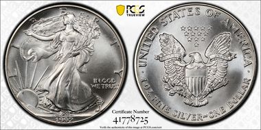 1992 $1 Silver Eagle MS69
