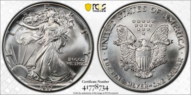 1987 $1 Silver Eagle MS69