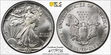 1986 $1 Silver Eagle MS69