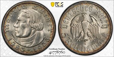 1933-A 5 Mk Luther J-353 MS64