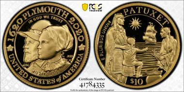 2020-W $10 Mayflower 400th Anniversary PR69DCAM