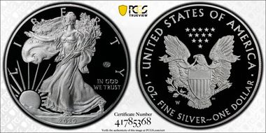 2020-W  $1 Silver Eagle - v75 Privy PR70DCAM