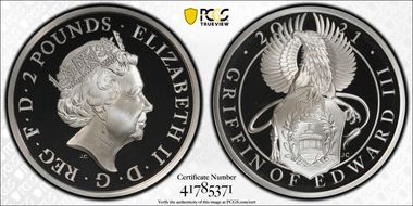 2021 £2 The Griffin of Edward III Queen's Beasts PR69DCAM