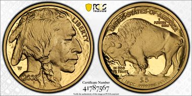 2008-W $5 American Buffalo First Strike .9999 Fine Gold PR70DCAM
