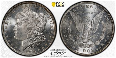 1878 8TF $1 VAM 19, Doubled Date MS63