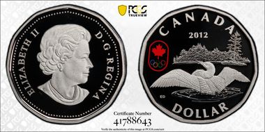 2012 $1 Lucky Loonie Colorized PR70DCAM