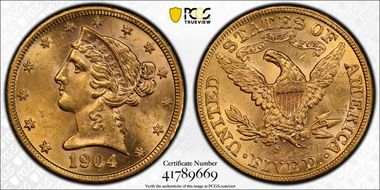 1904-S $5 MS63