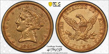 1865-S $5 XF45
