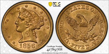 1856 $5 MS61