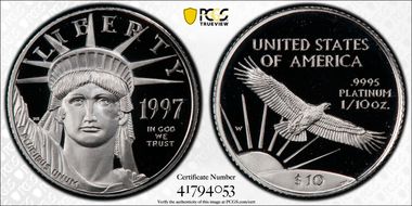 1997-W $10 Statue of Liberty PR70DCAM