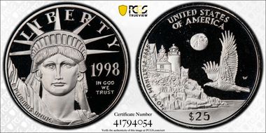 1998-W $25 Statue of Liberty PR69DCAM
